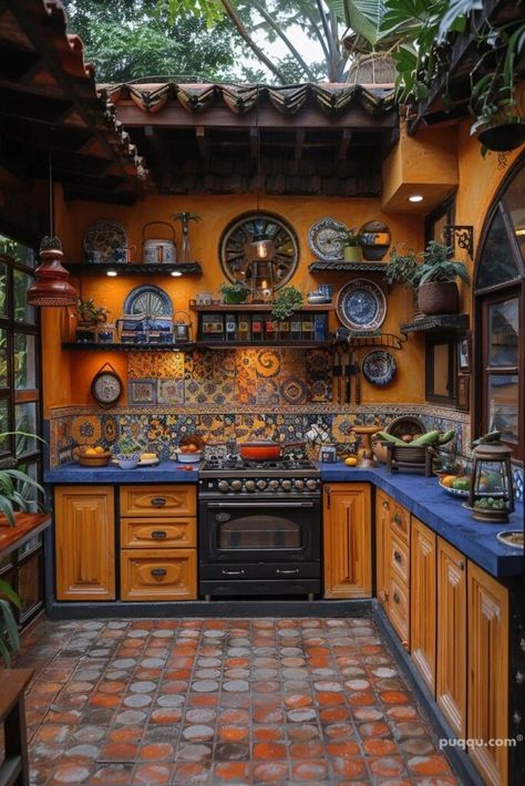 spanish-style-kitchen-34 Mexican Interior Design Kitchen, Hacienda Style Homes Mexican Kitchen, Spanish Inspired Kitchen, Spanish Kitchen Design, Hacienda Style Kitchen, Mexican Style Kitchens, Hacienda Kitchen, Mexican Interior Design, Spanish Style Kitchen