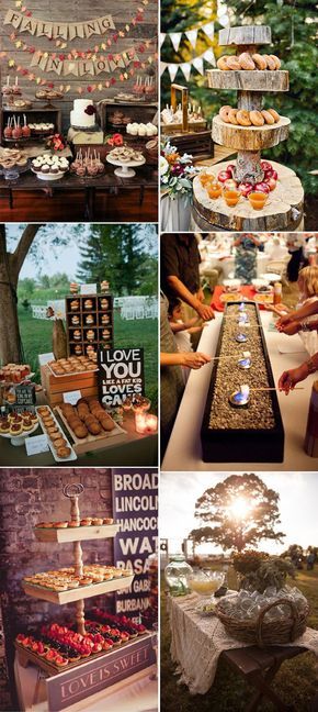 fall and autumn weddding dessert bar table display ideas Wedding Ideas October, Wedding Food Bars, Wedding Food Display, Rustic Wedding Foods, Wedding Food Stations, Wedding Reception Food, Rustic Fall Wedding, Tagaytay, Fall Bridal Shower