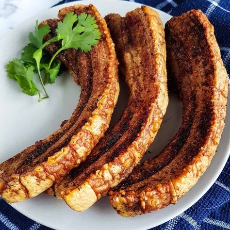 Pork Belly In The Air Fryer, Pork Belly Strips Air Fryer, Air Fryer Belly Pork, Airfry Pork Belly Recipes, Airfryer Pork Belly Recipes, Crispy Pork Belly Air Fryer, Air Fryer Pork Belly Recipes, Pork Belly Recipes Crispy Air Fryer, Pork Belly Recipes Air Fryer