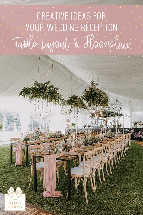 Creative Ideas for Your Wedding Reception Table Layout & Floor Plan – The Ring Boxes Wedding Table Layouts Floor Plans, Reception Table Layout, Wedding Reception Tables Layout, Wedding Floor Plan, Wedding Table Layouts, Reception Layout, Wedding Planning Binder, Beachy Theme, Courtyard Wedding