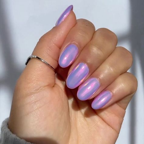 Lavender Chrome Nails, Mermaid Nail Ideas, Lavender Chrome, Chrome Manicure, Mermaid Nail Art, Seashell Nails, Mermaid Nail, Opal Nails, Chrome Nail Powder