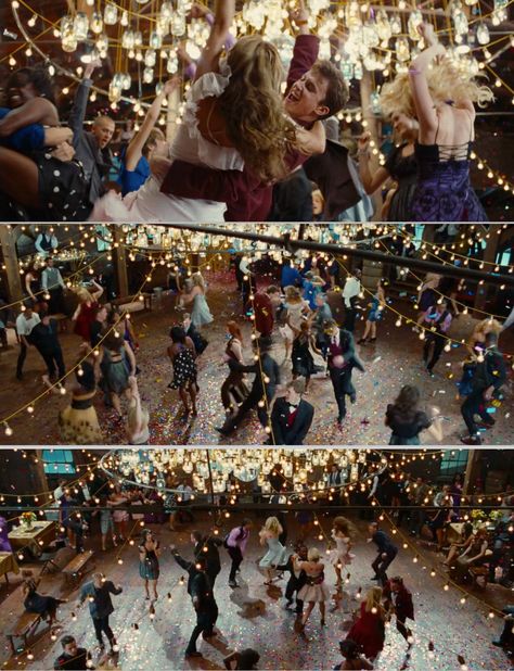 the diy chandelier from the new footloose - perfect for a barn wedding :) School Dance Refreshments, Footloose Prom Theme, Footloose Prom, Footloose Musical, Dangling Lights, Footloose 1984, Footloose Movie, Footloose Dance, Prom Committee