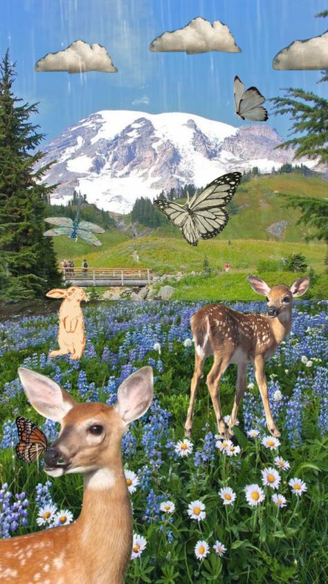 Montage Art Ideas, Mountain Collage Art, Environment Collage, Wildlife Collage, Mountain Collage, Easy Easter Crafts For Kids, Newspaper Painting, Collage Nature, Montage Art