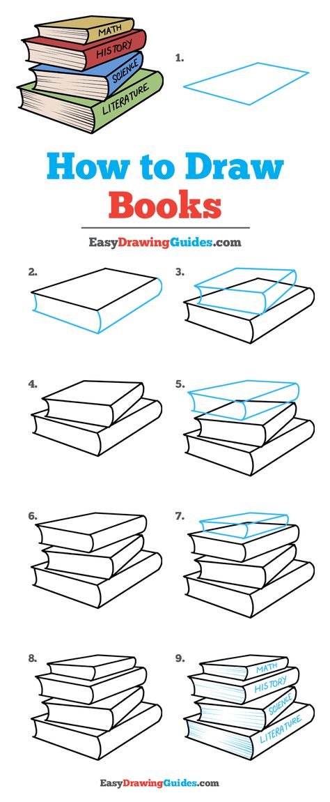 Learn How to Draw School Books: Easy Step-by-Step Drawing Tutorial for Kids and Beginners. #SchoolBooks #BackToSchool #DrawingTutorial #EasyDrawing See the full tutorial at https://easydrawingguides.com/how-to-draw-school-books/. Draw School, How To Draw Books, Draw Books, Easy Pencil Drawings, Lakaran Fesyen, Easy Drawing Guides, Drawing Guides, Drawing Tutorials For Beginners, Drawing Eyes