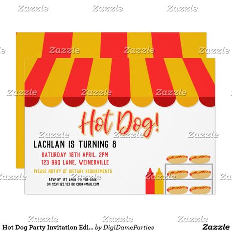 Dog Party Invitations, Bd Card, Hot Dog Party, Dog Birthday Invitations, Vintage Template, Hot Dog Stand, Dog Party, Dog Birthday, Envelope Liners