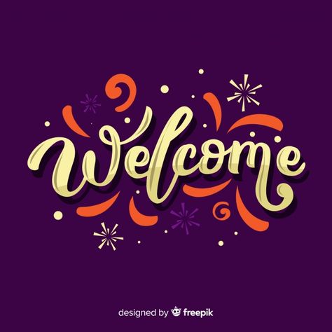 Modern welcome lettering design Free Vector Welcome Fonts Lettering, Welcome Lettering, Welcome Font, Congratulations Quotes, Welcome Images, Fonts Lettering, Welcome Post, Welcome Design, School Murals