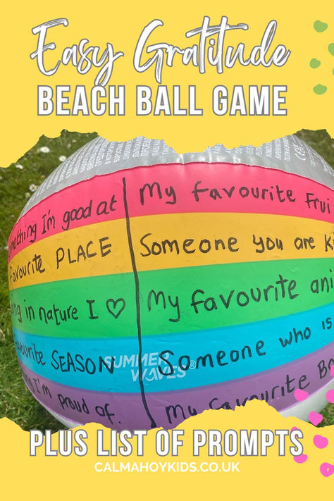 The Gratitude Beach Ball Game is a fun and interactive way to teach children about the importance of gratitude while keeping them engaged and active. Beach Ball Sight Word Game, Beach Ball Ice Breaker Questions, Ice Breaker Questions For Kids, Gratitude Activity, Beach Ball Games, Community Building Activities, Indoor Beach, Ice Breaker Questions, Gratitude Activities