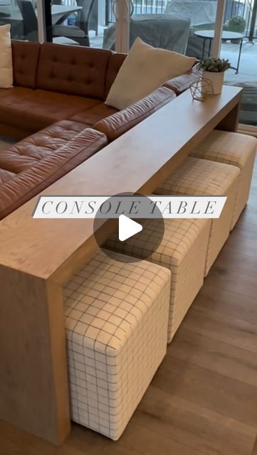 Kim Woodward | DIY & Home on Instagram: "Pottery barn Dupe DIY Console table . Want to know how much it cost to build ? Watch the reel. ⭐️. #pottertbarn #potterybarndupe #potterybarndupes #potterybarnstyle #diy #diyconsoletable #diyhomedecor #womendiyers #diyoak #diyoaktable #oaktable" Table For Back Of Couch, Sofa Table Diy Behind Couch, Console Table Redo Ideas, Console Sofa Table Behind Couch, Diy Sofa Bar Table, Diy Long Entry Table, Build A Console Table Diy, Diy Table With Storage, Diy Wooden Console Table