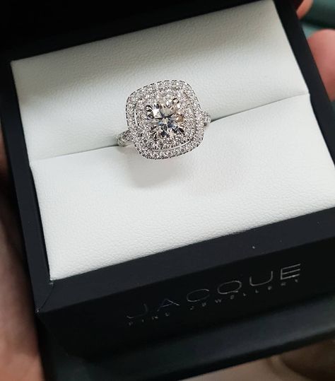 1 Ct Engagement Ring, Double Halo Engagement Ring, Double Halo Engagement, Engagement Rings Cushion, Cushion Cut Engagement Ring, Modern Engagement Rings, Cushion Cut Ring, Dream Engagement Rings, Classic Engagement Rings