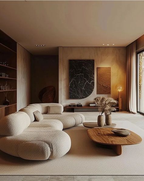 Japandi Interiors, Home Decor Cozy, Curved Sofa, Living Room Inspo, Minimalist Living Room, Safe Space, Living Room Inspiration, Dream Home Design, Luxury Living Room