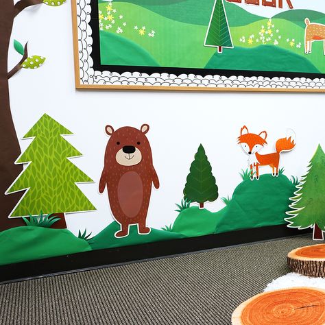 Today is #NationalLoveATreeDay! We love all the trees, especially those featured in our Woodland Friends collection! Woodland Bulletin Board Ideas, Woodland Friends Classroom, Woodland Classroom Theme, Forest Theme Classroom, Forest Animals Preschool, Mountain Room, Classroom Camping, Forest Preschool, Infant Room Daycare