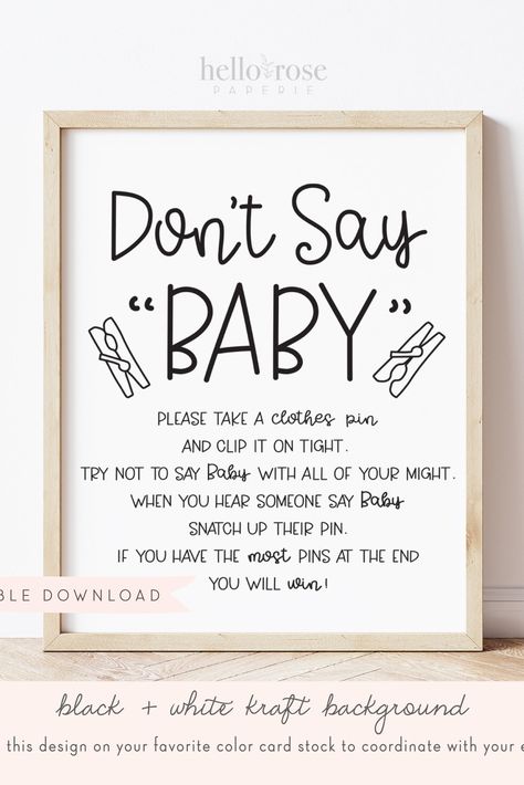 Close Pin Baby Shower Game, Baby Shower Pin Game, Clothes Pin Game For Baby Shower Boy, Baby Shower Clothespin Game, Design A Onesie Baby Shower Game, Table Baby Shower Games, Don't Say Baby Game Sign Printable Free, Clothes Pin Baby Shower Game, Don’t Say Baby Pin Game