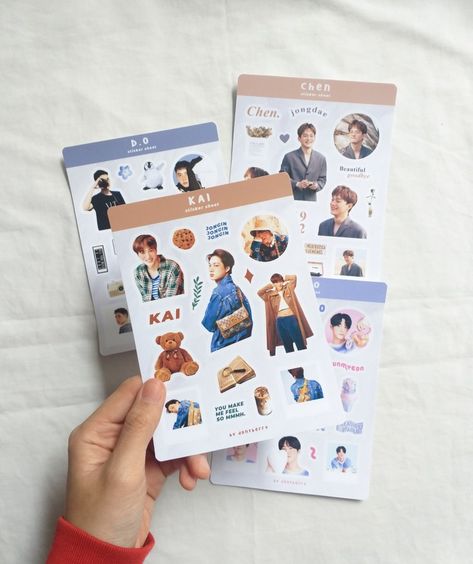 KPOP STUFF BUJO JOURNALING DECO Kpop Merch Ideas, Kpop Sticker Sheet, Kpop Stationary, Kpop Freebies, Exo Stickers, Merch Kpop, Kpop Stickers, Kpop Shop, Stickers Design