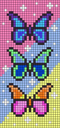 Pixel Art Templates Pattern, Pixel Art Pattern Small, Butterfly Pixel Art, Corak Sulaman, Graph Art, Butterfly Bookmark, Modele Pixel Art, Graph Paper Drawings, Art Perle