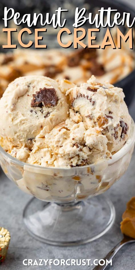 Easy Peanut Butter Ice Cream is a no churn ice cream recipe full of peanut butter - the perfect frozen recipe! Peanut Butter Ice Cream Recipe, Homemade Ice Cream Recipes Machine, Kitchen Aid Ice Cream, Frozen Deserts, Ice Cream Recipes Machine, I Lost 100 Pounds, Sorbet Ice Cream, Butter Ice Cream, Easy Ice Cream Recipe