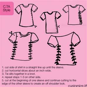 diy cut shirt... I saw a lite girl with this the other day, but the neck was cut out and the sleeves were cut off. It's a cute way to revamp a tshirt that kids sometimes have to wear, like a camp shirt, etc... Reconstructed Fashion, Cut Up T Shirt, Diy Cut Shirts, Shirt Makeover, Cut Up Shirts, Shirt Cutting, Diy Sy, Shirts Diy, Bad Fashion