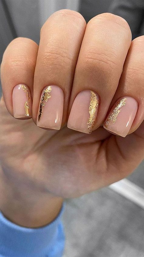 Nails Gold, Nude Nail Designs, Pretty Nail Art Designs, Thanksgiving Nails, Pretty Nail Art, Short Acrylic Nails Designs, Nagel Inspo, Foil Nails, Nails Pink