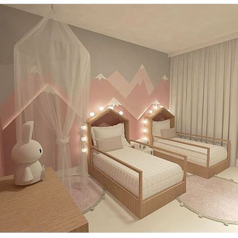 Diy Girls Bedroom, Shared Girls Bedroom, Kids Room Interior Design, Toddler Girl Room, Kids Bedroom Inspiration, Toddler Room Decor, Girl Nursery Room, Kids Bedroom Designs