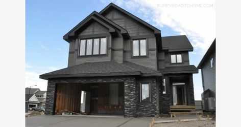 Dark Gray House Exterior, European Cottage Exterior, Dark Grey Houses, Grey Exterior House Colors, Exterior Gray Paint, Gray House Exterior, Best Exterior Paint, Dark Trim, European Cottage