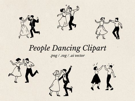 Wedding Dance Illustration, Dance Party Illustration, Couple Dancing Illustration, Couple Dancing Drawing, Wedding Card Illustration, Dancing Illustration, Couple Logo, Couples Dancing, Paar Illustration