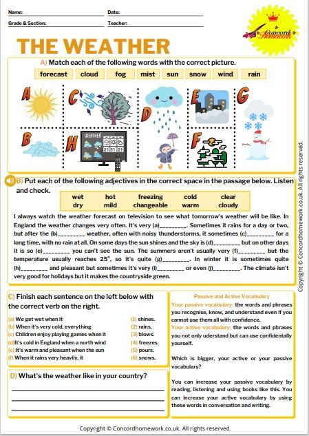 The weather vocabulary printable English worksheet #learnenglish #english #vocabulary #englishteacher #ielts #studyenglish #englishvocabulary #grammar #englishtips #speakenglish #englishlanguage #englishgrammar #englishlearning #learning #ingles #learningenglish #s #englishclass #toefl #learnenglishonline #esl #aprenderingles #idioms #education #learn #language #englishonline #englishcourse #vocab #bhfyp #english worksheets Weather Reading Comprehension Worksheets, Weather Vocabulary Worksheets, Weather Exercises English, English Writing Worksheets, Fun English Worksheets, English Vocabulary Worksheets, English Writing Exercises, Weather Esl, English Vocabulary Exercises