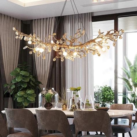 "Highly recommend to anyone looking to add a touch of luxury and refinement to their home!" - Irma D. Stone Chandelier, Special Design Chandelier, Branch Chandelier, Unique Chandeliers, Branch Design, Dining Room Chandelier, Brass Chandelier, Stone Crystal, Hanging Wire