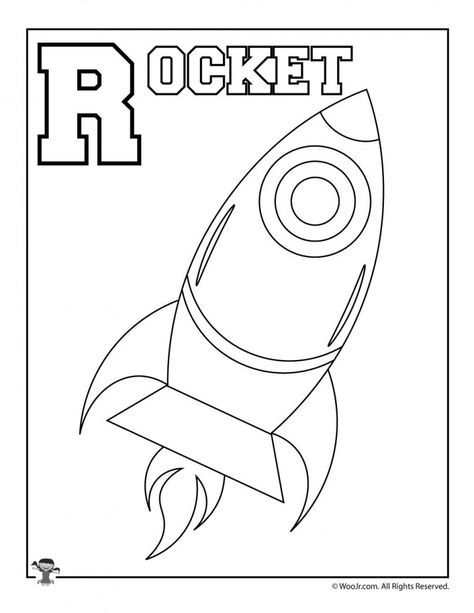 R is for Rocket R For Rocket, R Is For Rocket, Rocket Craft, Coloring Letters, November Activities, Alphabet Coloring Pages, School Worksheets, Alphabet Coloring, Alphabet For Kids