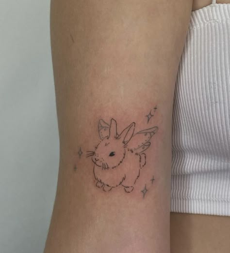 Arlo Tattoo, Tattoos Cartoon, Pet Tattoo Ideas, Alas Tattoo, Pet Tattoos, Angel Bunny, Bunny Tattoo, Rabbit Tattoo, Bunny Tattoos