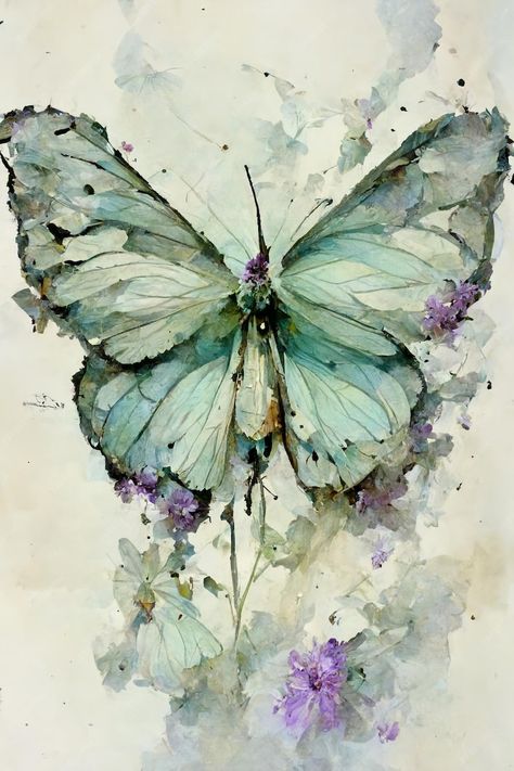 Premium Photo | Mint Green Contemporary Butterfly Design Sky Art Painting, Butterfly Artwork, Butterfly Art Painting, Diy Watercolor Painting, Butterfly Drawing, 수채화 그림, Butterfly Painting, Butterfly Watercolor, Green Art