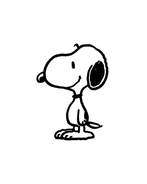 Simple Snoopy Tattoo, Tv Tattoo Ideas, Small Snoopy Tattoo, Snoopy Stencil, Black And White Cartoon Characters, Snoopy Sketch, Snoopy And Woodstock Tattoo, 80s Tattoo Ideas, Snoopy Black And White