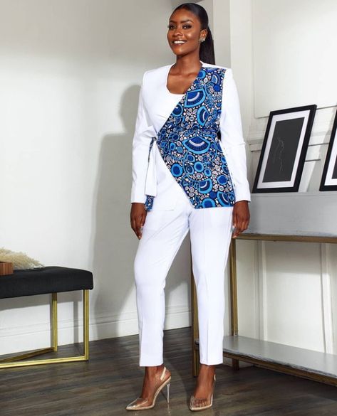 Ankara Suit Dress For Women, Ankara Trouser Suits For Ladies, African Print Pants Suits For Women, Elegant Suits For Women Classy Modern, Ankara Suits For Women, Ankara Pants Suits For Women, Kaunda Suit For Women, Trouser Suits For Women Classy, Ankara Work Outfits Women