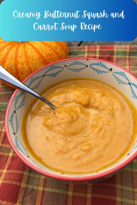 Creamy Butternut Squash and Carrot Soup Recipe is a delicious and easy soup perfect for autumn. With sweet butternut squash and carrots and warming spices like cinnamon and cumin, make a big pot and freeze it to enjoy all autumn long.
#easyrecipe #easysoup #autumnrecipes #creamysoup Butternut Squash Sweet Potato Carrot Soup, Butternut Carrot Soup, Carrot Soup Recipes Easy, Carrot Butternut Squash Soup, Butternut Squash And Carrot Soup, Squash And Carrot Soup, Sweet Potato Carrot Soup, Butternut Squash Sweet, Creamy Butternut Squash