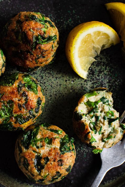 Herbed Chicken and Spinach Meatballs Recipe - NYT Cooking Spinach Meatballs, Herbed Chicken, Leafy Salad, Chile Serrano, Chicken Spinach, Meatball Soup, Chicken And Spinach, One Pot Chicken, Herb Chicken