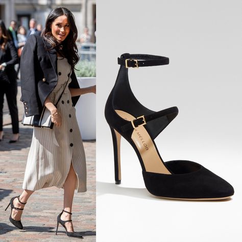 Tamara Mellon 'Paramour' Black Suede Heels as seen on Meghan Markle Meghan Markle Heels, Suede Heels Outfit, Tamara Mellon Shoes, Meghan Markle Outfits, Duchess Meghan, Wardrobe Organisation, Trending Womens Shoes, Meghan Markle Style, Tamara Mellon