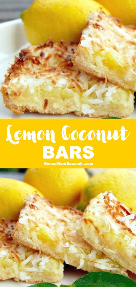 Lemon Coconut Bars, Dessert Halloween, Coconut Bars, Lemon Dessert Recipes, Lemon Coconut, Coconut Recipes, Lemon Bars, Lemon Desserts, Köstliche Desserts