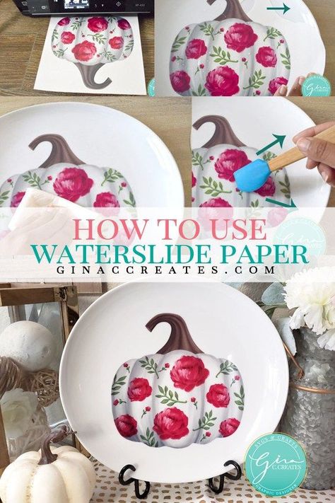 How to use Water-slide Decal Paper – Gina C. Creates Cricket Designs, Cricut Tools, Vinyl Sayings, Neat Crafts, Tree Wall Decals, Diy Stencils, Circuit Crafts, Epoxy Cups, Cricut Help