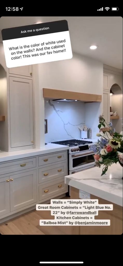 Balboa Mist, Painted Kitchen Cabinets Colors, Favorite Paint Colors, Kitchen Cabinet Colors, Kitchen Reno, White Kitchen Cabinets, Painting Kitchen Cabinets, Cabinet Colors, Kitchen Projects