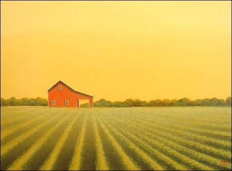 Living in the city causes me to hang country scenes like this one from Sharon France on my walls.. :P Midwest Landscape, Midwest Aesthetic, Midwest Art, American Midwest, Road Painting, Farm Pictures, Landscape Paintings Acrylic, Country Scenes, Park Art