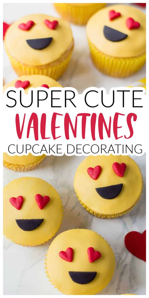 Valentine Cake Ideas, Valentine's Cupcakes, Pink Velvet Cupcakes, Emoji Cupcakes, Raspberry Buttercream Frosting, Valentine Cake Pop, Valentines Recipes Desserts, Emoji Valentines, Valentine Day Cupcakes