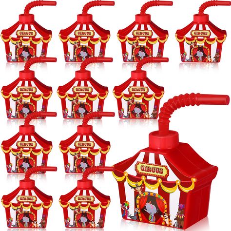 PRICES MAY VARY. Package Include: you will receive 12 pcs circus cups with straws and lids, which comes in a complete set and comes in plenty to ensure your guests can enjoy their favorite beverages worry free Circus Appearance: our circus plastic cups designed in a classic circus shape, printed with elephants, lions, clowns and other patterns, it is cute and lively, adding a rich circus carnival themed party atmosphere, giving your boys and girls a happier party experience Safe Plastic Material Carnival Circus Theme Party, Boys 8th Birthday, Carnival Birthday Theme, Carnival Party Favors, Cups With Straws, Circus Birthday Party Theme, Carnival Birthday Party Theme, Circus Carnival Party, Twin Birthday Parties