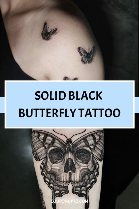 Solid Black Butterfly Tattoo Solid Black Butterfly Tattoo, Black Butterfly Tattoos, Black Butterfly Tattoo, Butterfly Tattoo Ideas, Crescent Moon Tattoo, Butterfly Tattoos, Butterfly Tattoo Designs, Sun Tattoo, Black Butterfly