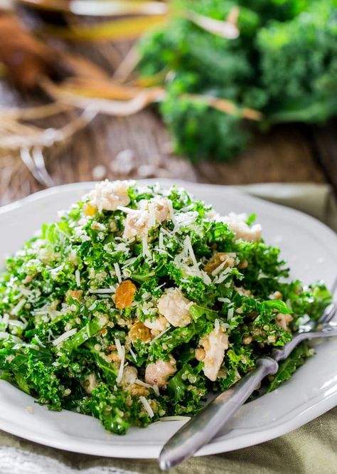 How To Eat Quinoa, Kale And Quinoa Salad, Greens Recipes, Salad With Lemon Vinaigrette, Kale And Quinoa, Salad Kale, Quinoa Kale, Kale Quinoa, Chicken Salads