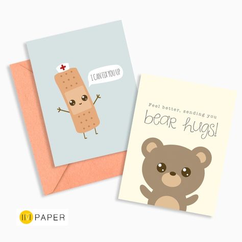 Get Well Soon Cards, Pun Cards, Beautiful Greeting Cards, Bear Hug, Social Impact, Get Well Soon, Get Well, Feel Better, Puns