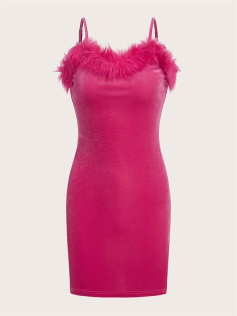 Curated Barbie vibes Short Hot Pink Dress, Hot Pink Party Dresses, Pink Dress Fashion, Dress Pants Outfits, Pink Velvet Dress, Body Con Dress Outfit, Y2k Dress, Vestidos Color Rosa, Hot Pink Dress