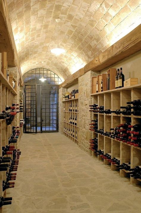 Barrel Vaulted Grotto Ceiling Stone Wine Cellar, Wine Cellar Ideas, Wooden Wine Cabinet, Cellar Ideas, Wine Cellar Basement, Barrel Vault Ceiling, Wine Cellar Door, Barrel Ceiling, Frameless Glass Doors