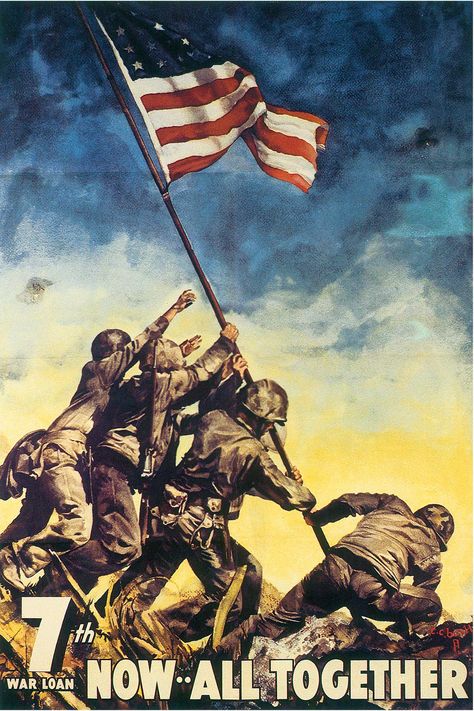 PRICES MAY VARY. Title: - Now All Together Iwo Jima Vintage World War II Two WW2 WWII USA Military Propaganda Poster - 24x36. Product Type: Categories > Wall Art > Posters & Prints Iwo Jima Flag, Ww2 Propaganda Posters, Military Poster, Iwo Jima, Bigfoot Sasquatch, Propaganda Posters, John Wayne, Nara, Movie Poster