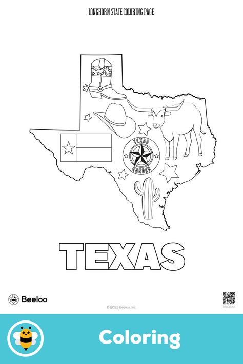 Advanced texas-themed coloring page for kids ages 7 and up. Featuring: Texas, tx Texas Symbols, Texas Ornaments, Texas Crafts, Texas Theme, Crafts And Activities For Kids, K Crafts, Printable Crafts, Printable Activities, Matching Games