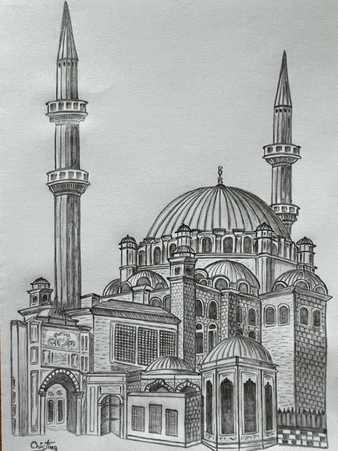 Istanbul - Mosque — Drawing - pencil sketch - A place I ... 🧡💙💛💜 ...!!! #citydrawing #arhitecture #drawing #pencilsketch #handmade #artwork #Turkey #Istanbul #mosque Istanbul Sketch, Mosque Drawing, Istanbul Mosque, Abstract Coloring Pages, Sketchbook Inspo, Sketches Pencil, Calligraphy Art Print, City Drawing, Art Drawings Sketches Pencil