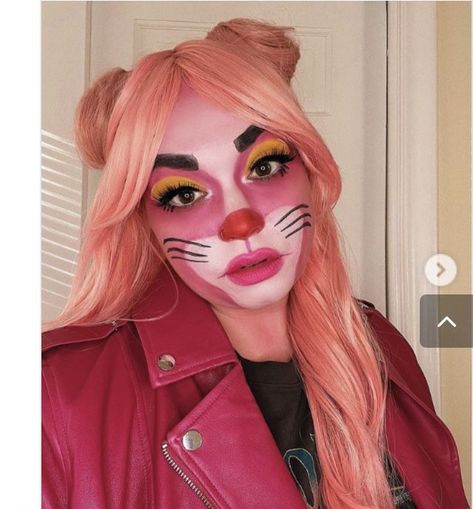 Pink Panther Face Paint, Costume Ideas With Pink Hair, Pink Panther Makeup Halloween, Pink Hair Characters Halloween, Pink Panther Makeup, Pink Panther Costume, Pink Halloween Costumes, Halloween Costumes Women Creative, Halloweenský Makeup