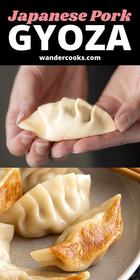 Loaded with pork, cabbage, spring onion and authentic Japanese seasonings, Japanese dumplings are a PINCH to make! Steam fry these tasty pork gyoza until crispy and golden, then serve or freeze for later. Includes tasty gyoza dipping sauce ideas. Japanese Dumplings Recipe, Japanese Recipe Ideas, Pork Gyoza Recipe, Gyoza Dipping Sauce, Pork Dumplings Recipe, Pork Gyoza, Gyoza Recipe, Homemade Dumplings Recipe, Japanese Gyoza